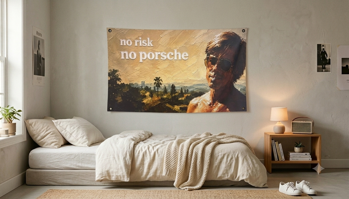 No Risk No Porsche Wall Flag