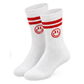 Red Stripe Smiley Crew Socks